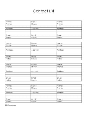 FREE Editable Contact List Template | Editable PDF, Word, Image