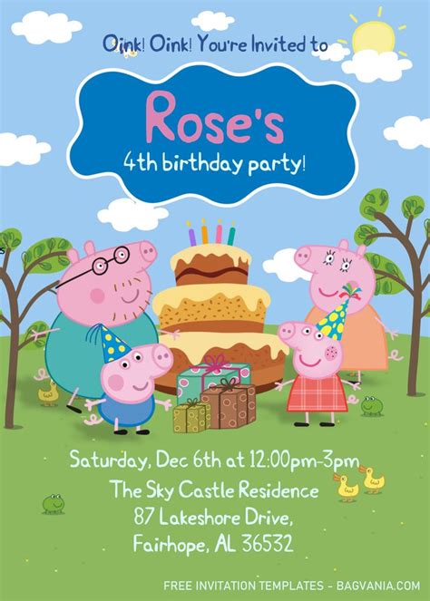 Paper & Party Supplies Peppa Pig First Birthday Digital Invitation Text ...