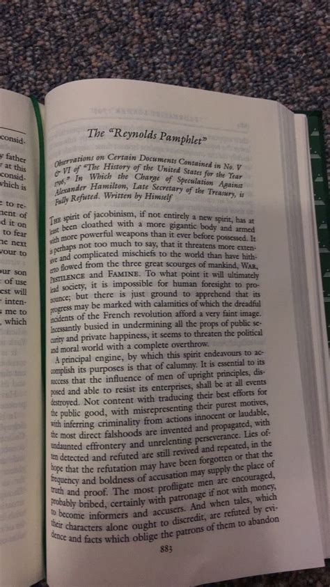 The Reynolds Pamphlet From "Alexander Hamilton Writings" Joanne B. Freeman | The reynolds ...