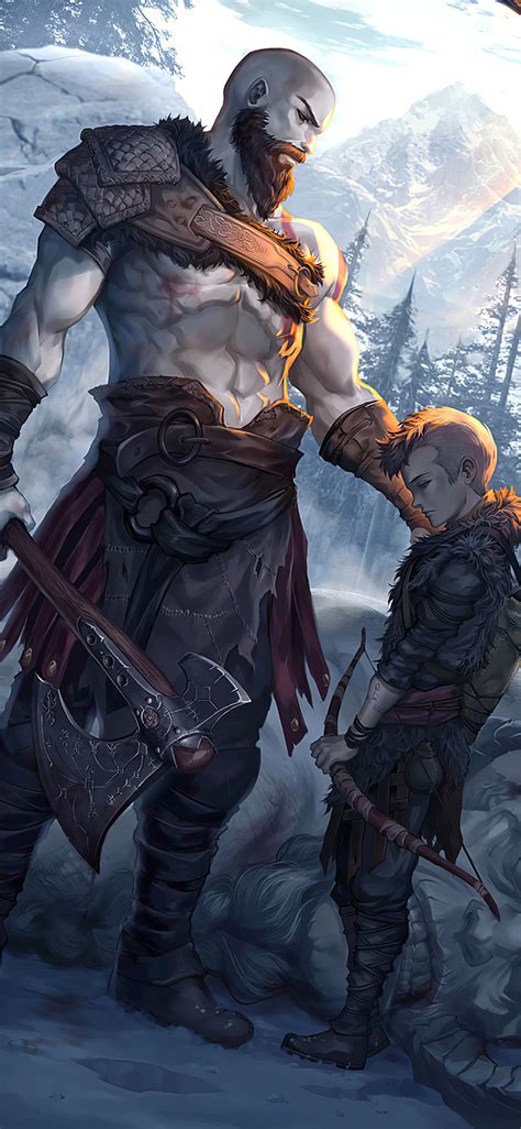 1125x2436 Kratos And Atreus God Of War Art Iphone XS,Iphone 10,Iphone X ...