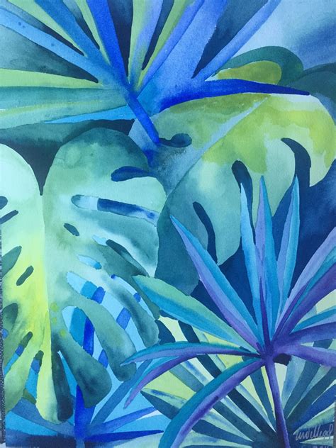 Art Watercolor tropical rain forest vegetation nature Plant Painting, Plant Art, Flower Painting ...