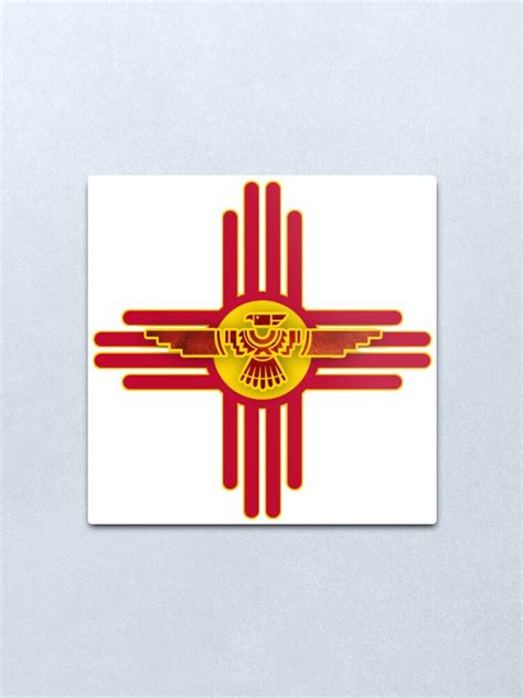 " New Mexico Flag Zia Symbol Floral Nature Eagle Southwest Sun" Metal ...