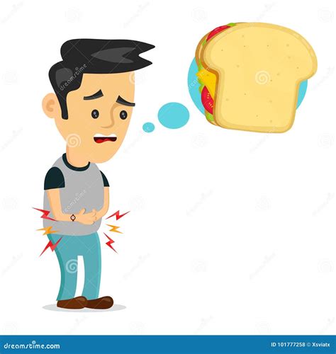 Young Suffering Sad Man Is Hungry. Cartoon Vector | CartoonDealer.com ...