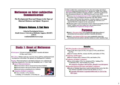 (PDF) Motionese as Intersubjective Communication: The Developmental Onset of Maternal Motionese ...