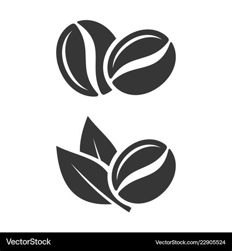 Coffee beans and leaf set on white background Vector Image