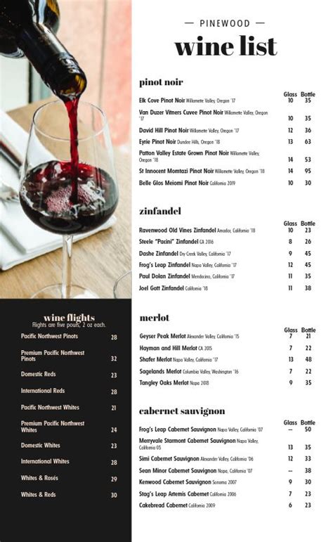 Beautiful Wine List Menu Design Template by MustHaveMenus