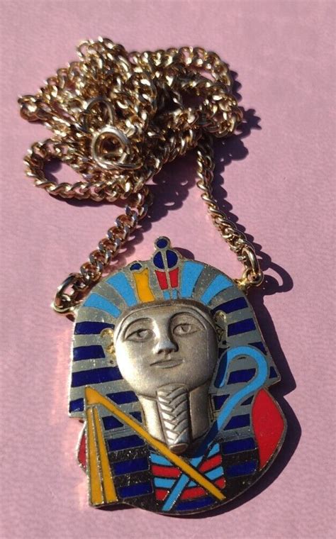 Royal King Tut Cloisonne Pendant Necklace Egyptian Ph… - Gem