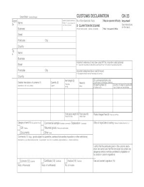 Cn23 Customs Form - Fill and Sign Printable Template Online