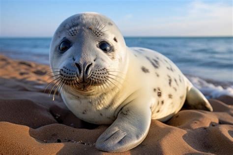 Premium Photo | Baby of common seal on the coast