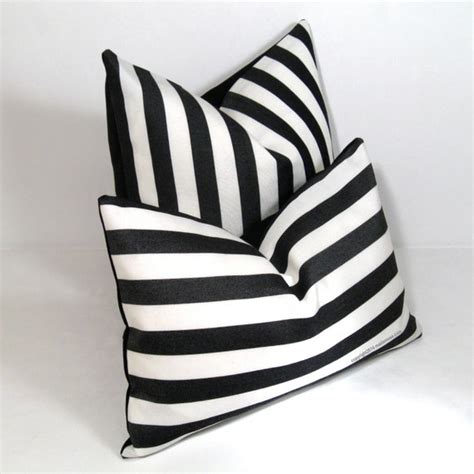 Black White Outdoor Pillow Cover Decorative Striped by Mazizmuse