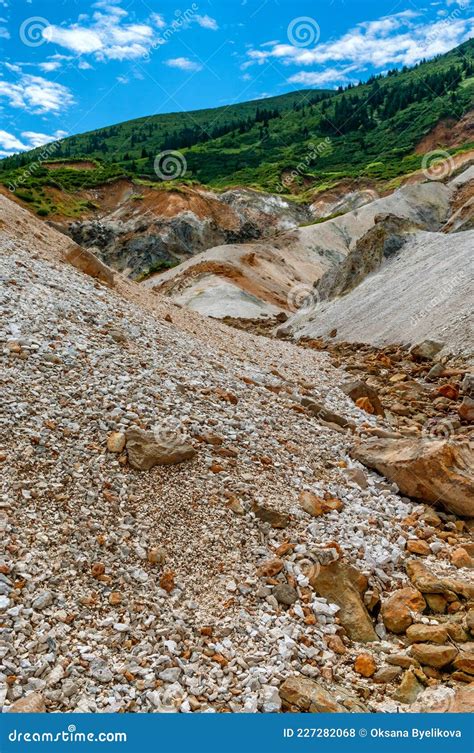 Fumarolic Field at the Mendeleev Volcano at Kunashir Island, Russia ...