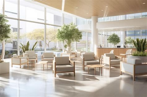 Premium AI Image | Detailed interior shots of a modern hospital lobby ...