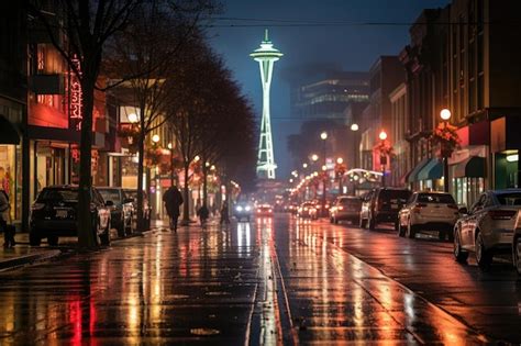 Premium AI Image | Vibrant Nightlife in Capitol Hill Seattle generative IA