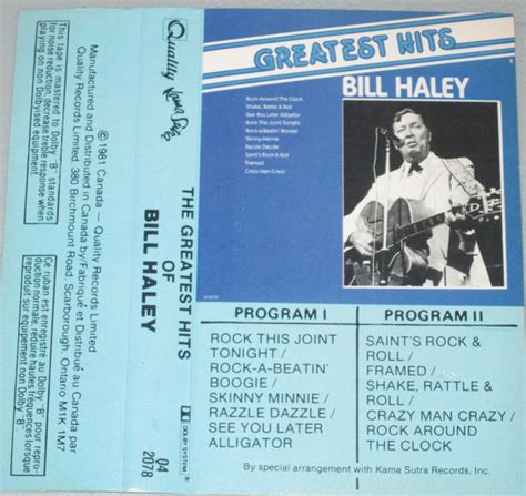 Bill Haley – The Greatest Hits Of Bill Haley (1981, Dolby, Cassette) - Discogs