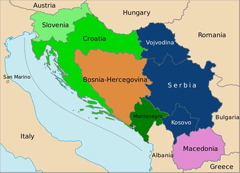 Map of the six Yugoslav republics and autonomous provinces of the time.[25] | Serbia and ...