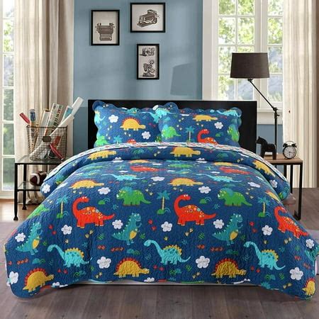 100% Cotton 3 Piece Kids Quilt Bedspread Comforter Set Throw Blanket ...