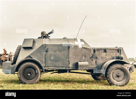 German Adler (MgKw, Kfz. 13) armoured car during WWII Battle of Lomianki - historical ...