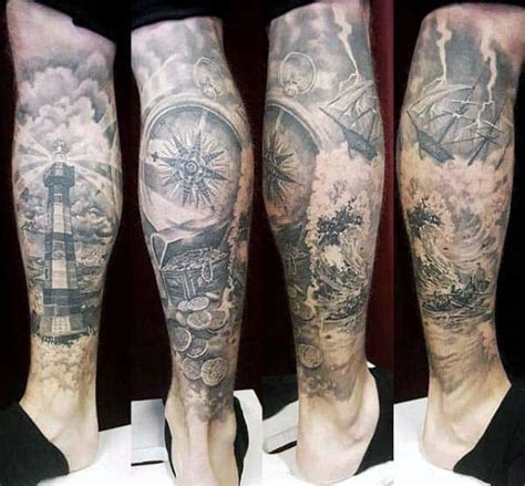 40 Nautical Sleeve Tattoos For Men - Seafaring Ink Deisgn Ideas