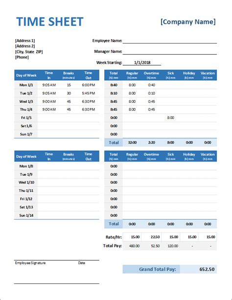 Free Time Card Calculator | Timesheet Calculator for Excel