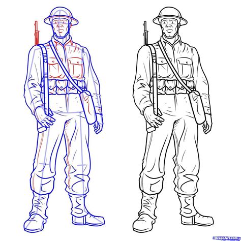 How To Draw A Ww1 Soldier Easy Step By Step