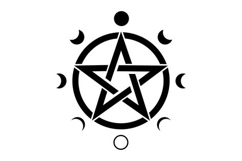 Pentacle circle symbol and Phases of the moon. Wiccan symbol 3045831 ...