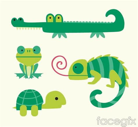 4 green animal cartoon vector | Cartoon animals, Green animals, Cartoons vector