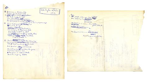 Lot Detail - Original, Signed Handwritten Lyrics by Bob Dylan From ...