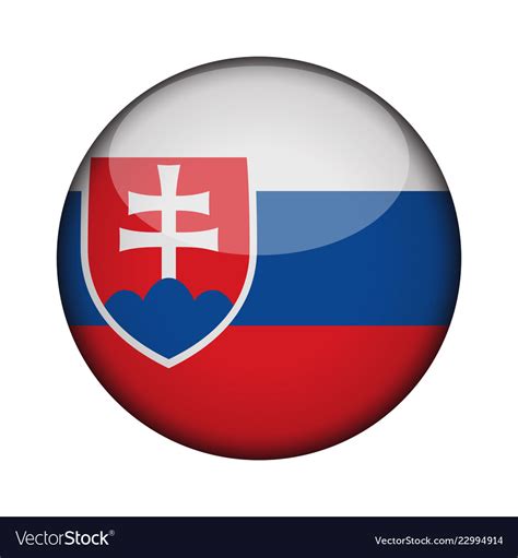 Slovakia flag in glossy round button of icon Vector Image