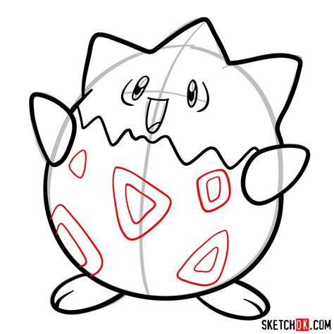 How to draw Togepi | Pokemon - Sketchok easy drawing guides