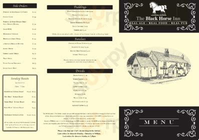 The Black Horse Inn, Blyton - 93 High Street - Menu and Prices