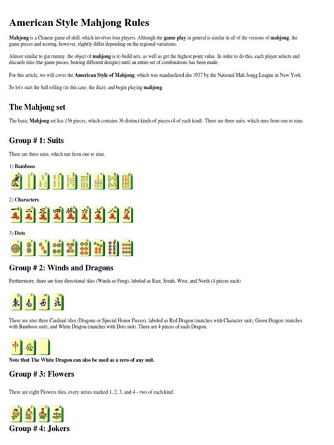 Mahjong Rules Printable