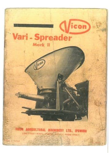 Vicon Vari Spreader MKII Operators Manual with Parts List