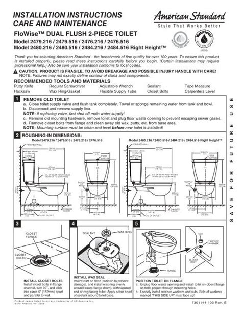 Installation Instructions - American Standard