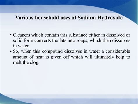 Industrial & household uses of sodium hydroxide