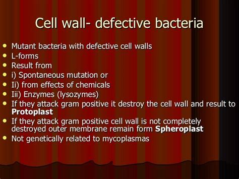 Cell wall deficient bacteria