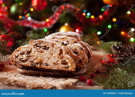 Traditional German Christmas Cake Stollen with Marzipan, Nuts and ...