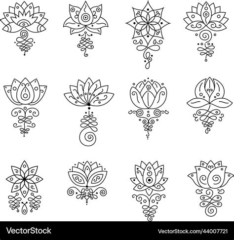 Unalome lotus bohemian flower tattoo buddhism Vector Image