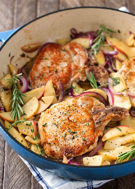 One Pan Pork Chops with Apples and Onions - The Chunky Chef