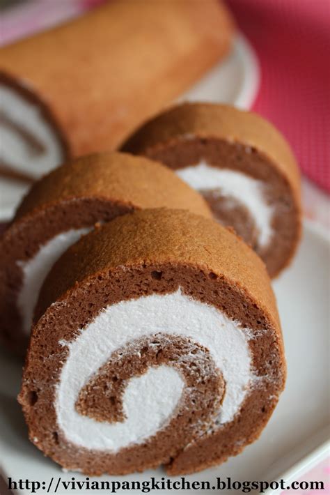 Vivian Pang Kitchen: Chocolate Swiss Roll with Whipped Cream/ Chiffon ...