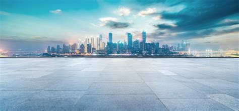 Premium Photo | Road ground and modern architectural landscape skyline ...