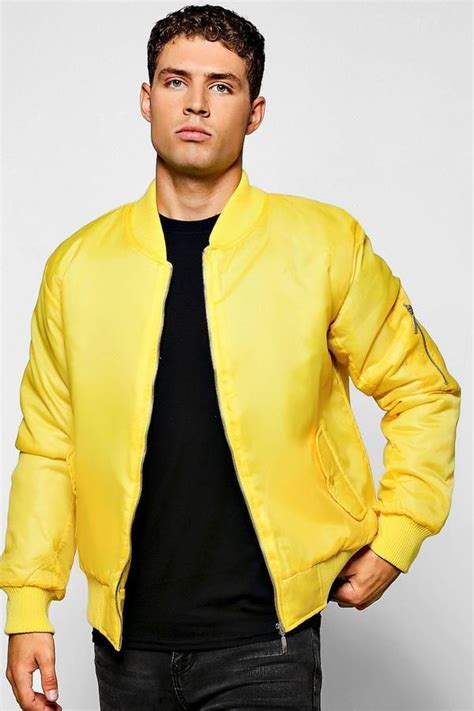 boohoo Yellow MA1 Bomber Jacket | Fashion suits for men, Mens outdoor ...