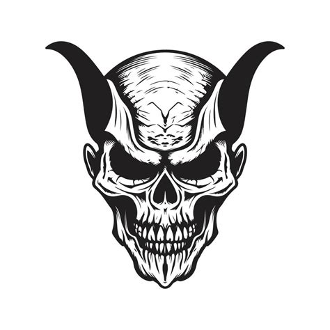 demon skull, vector concept digital art ,hand drawn illustration 21884765 Vector Art at Vecteezy