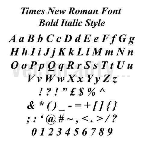 Times New Roman Font Bold Italic Style Alphabet Letters Vector - Etsy