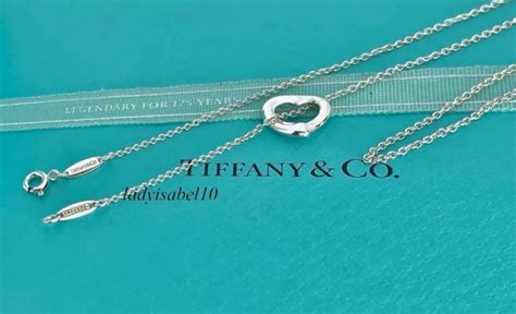 TIFFANY & CO. Peretti 16" Mini Open Heart Charm Necklace Ag925 Silver w Pouch $169.00 - PicClick