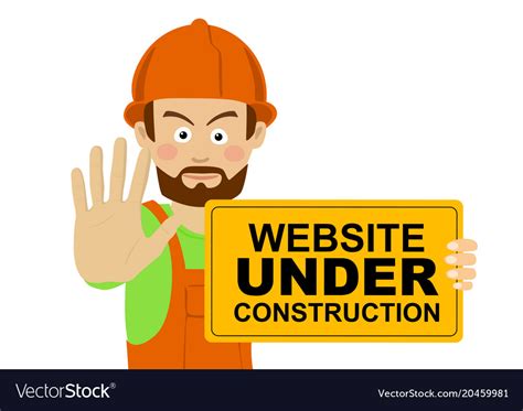 Workerman with website under construction banner Vector Image