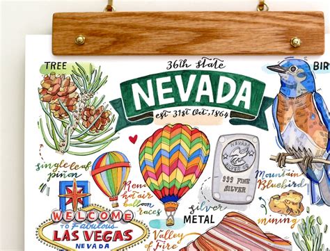 Nevada State Print. State symbols. Illustration. State art. | Etsy