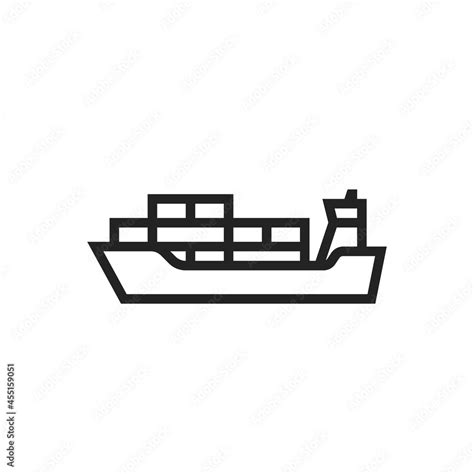 cargo ship line icon. sea transportation symbol. isolated vector image ...