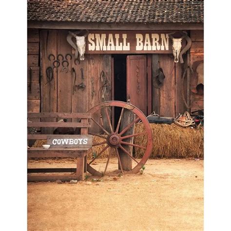 Vintage Small Barn Rustic Backdrop Photography Wooden Door Mow Western ...