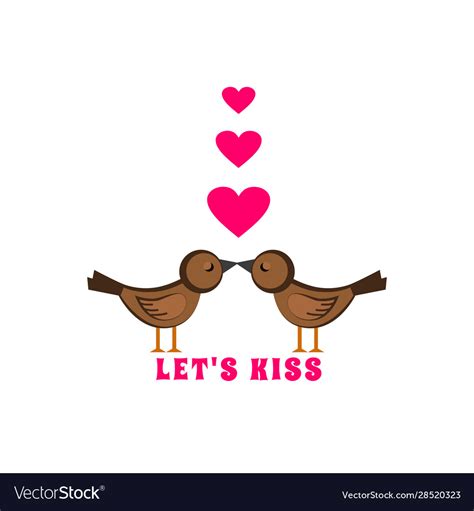 Two kissing birds Royalty Free Vector Image - VectorStock