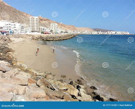 Beautiful Beach of Mukalla City Stock Photo - Image of gulf, city ...